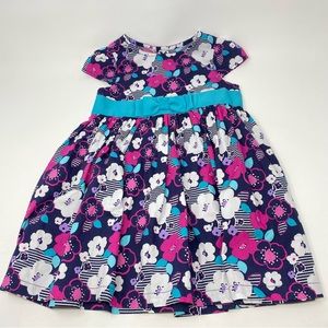 Gymboree Floral Dress Cotton Navy Blue Pink Turquoise Cotton 3T NWT